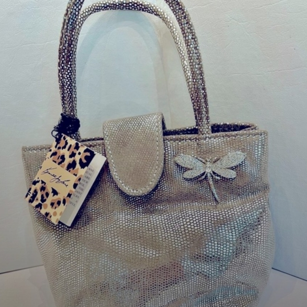 Elegant Silver Beaded Handbag